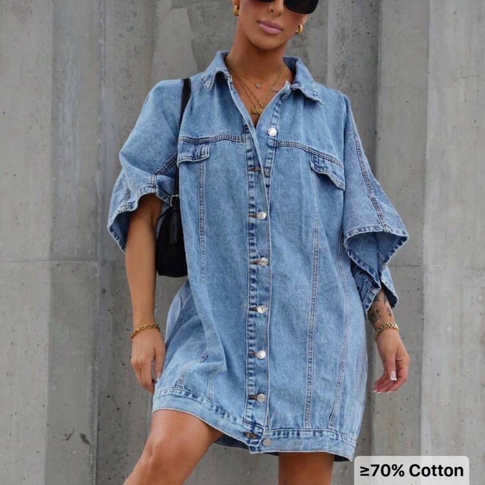 Oversized Light Blue Denim Dress